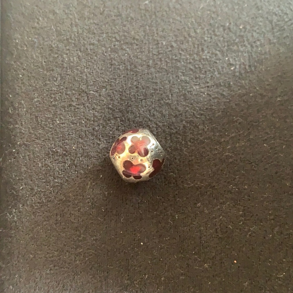 Pandora Charm | Silver and maroon butterfly gem